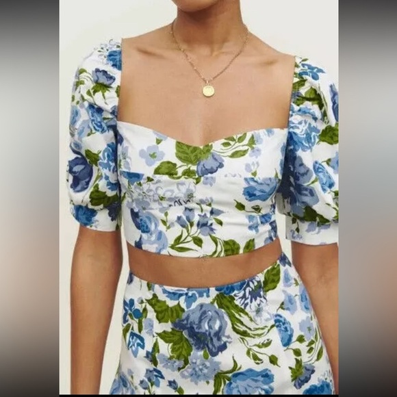 NWOT REFORMATION Sunnie Lucca Floral Skirt set Two Piece sz 2 - Picture 4 of 12